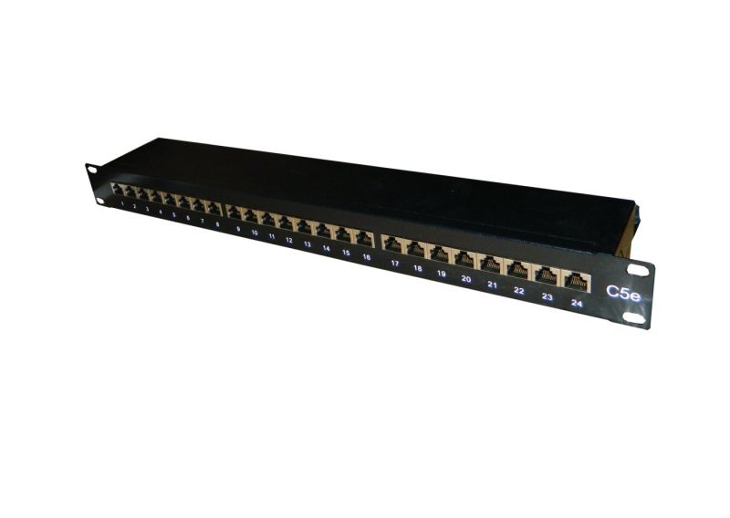 Патч-панель FTP, 19", 24 порта RJ45, cat.5е, 1U, Dual Type, Netko СКС, черная "J" PPSA24-CE-KDBC PR