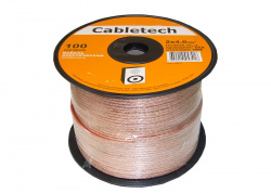 Кабель акустический Cabletech 2*4.0мм2 (7*32*0.15мм) CCA, 100м, пластиковая катушка, прозрачный