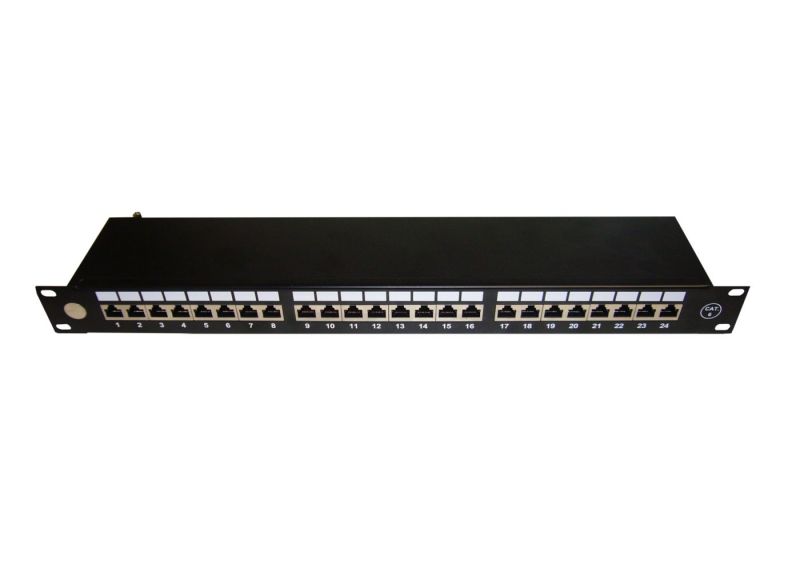 Патч-панель FTP, 19", 24 порта RJ45, cat.6, 1U, Dual Type, Netko СКС, "F" N-674EDS-246-C6-B