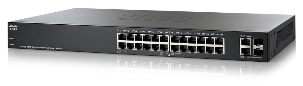 Коммутатор Cisco SF200-24P 24-Port 10/100 PoE Smart Switch б\у