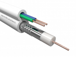 Кабель коаксиальный Netko 3C-2V, 75 Ом (CU, оплетка 32 нити AL) + кабель питания 2x0.5мм, аналог ККС