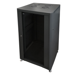 Шкаф напольный 19&quot; Netko 22U серия Optima (600х600х1132), передняя дверь стекло, черный, разобранный