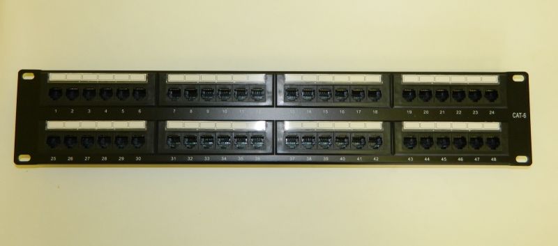 Патч-панель UTP, 19", 48 портов RJ45, cat.6, 2U, Krone Type, "L"  KN-PP-001