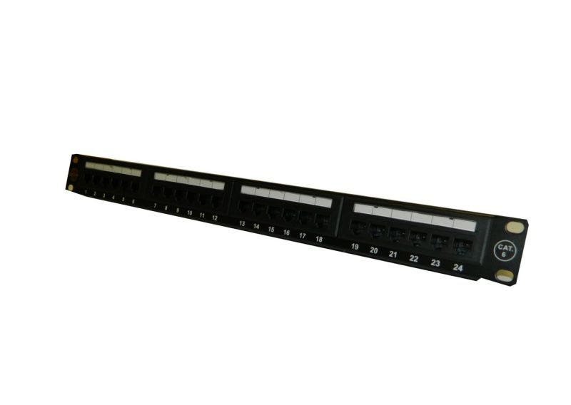 Патч-панель UTP, 19", 24 порта RJ45, cat.6, 1U, Dual Type, с органайзером, Netko СКС, "F" P24T-KAA-C6C