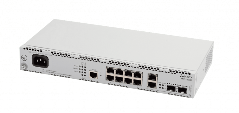 Ethernet-коммутатор MES2308R, 8 портов 10/100/1000 Base-T, 2 комбо-порта 10/100/1000 Base-T/100/1000 Base-X (SFP), L2+, 220V AC MES2308R