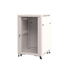 Шкаф напольный 19&quot; Netko 27U серия Optima (600х600х1362), передняя дверь стекло, серый, разобранный