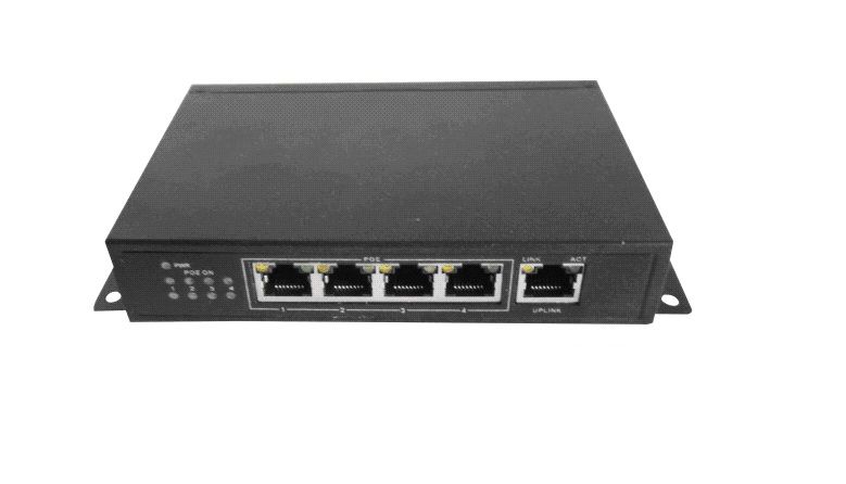 NS104T5P PoE, коммутатор, настольный, 5 портовый, 4 PoE 802.3at 100Mbit порта, 25W, 1 Uplink 100Mbit порт, кабель питания ЕВРО, черный