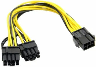 Переходник с PCIe 6pin на два PCIe 6+2pin чёрно-жёлтый