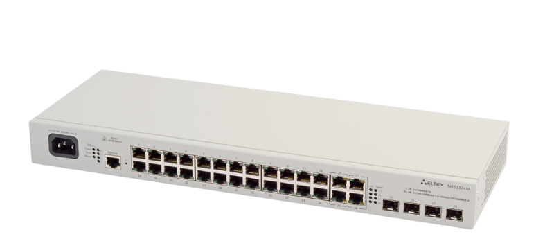 Ethernet коммутатор MES1124M 24 порта 10/100 Base-T, 4 порта 10/100/1000 Base-T/1000Base-X (SFP), L2, 48V DC MES1124M_DC