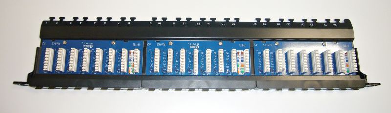 Патч-панель UTP, 19", 24 порта RJ45, cat.5е, 0,5U, Dual Type, Netko СКС, "J" IPTB24B-KRO-CEC/BK