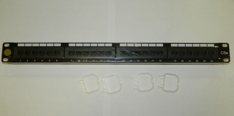 Патч-панель UTP, 19", 24 порта RJ45, cat.5е, 1U, Dual Type, Netko СКС, "J" P24T-KDA-CEC