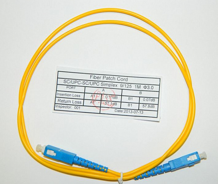 Патч-корд оптический соединительный SC-SC/UPC SM Simplex 3.0мм 9/125, 1м Netko N--S-1-A-SC-SC-1M