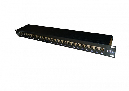 Патч-панель FTP, 19&quot;, 24 порта RJ45, cat.5е, 1U, Dual Type, Netko СКС, черная &quot;J&quot; PPSA24-CE-KDBC PR