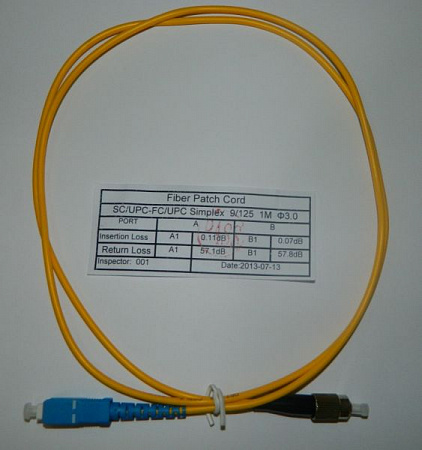 Патч-корд оптический переходной SC-FC/UPC SM Simplex 3.0мм 9/125, 1м Netko N--S-1-A-SC-FC-1M
