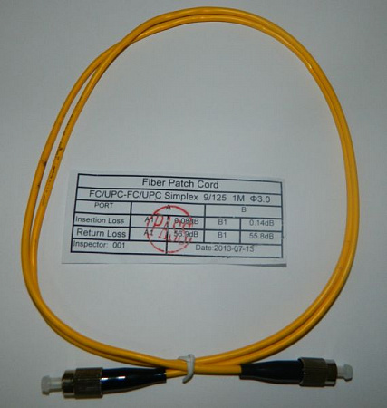 Патч-корд оптический соединительный FC-FC/UPC SM Simplex 3.0мм 9/125, 1м N--S-1-A-FC-FC-1M